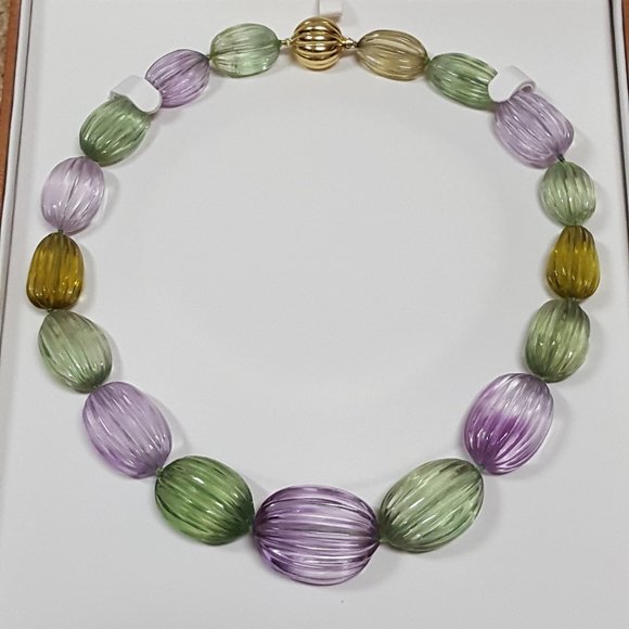 Purple and Green quartz necklace - gold clasp - Picture 1 of 1